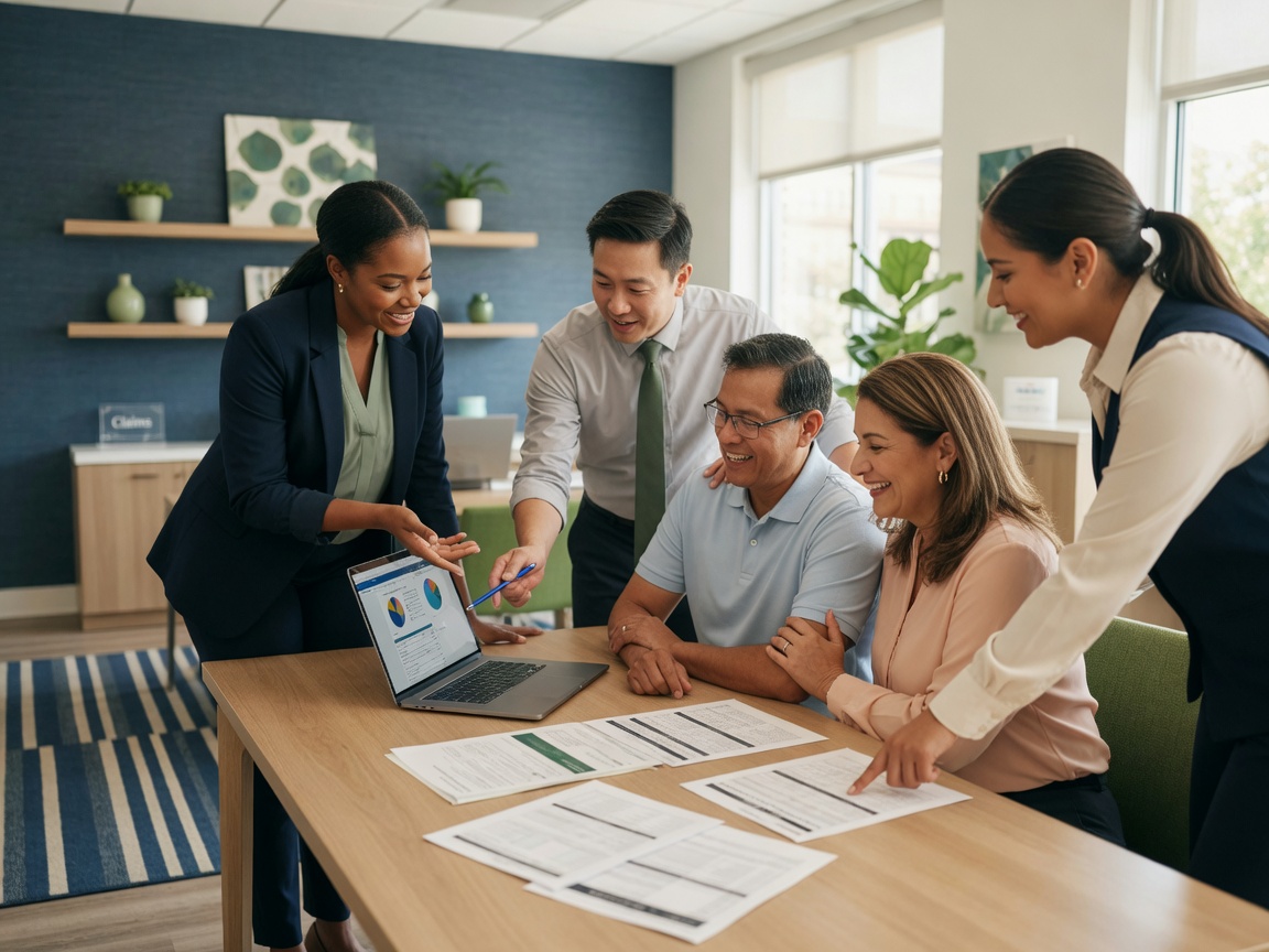 Full Circle Insurance Brokers team of agents helping a client review coverage options