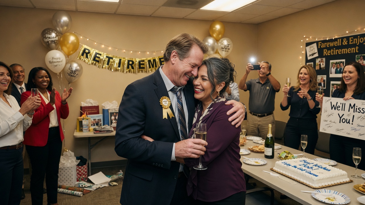 Diego celebrating retirement with his wife Elena